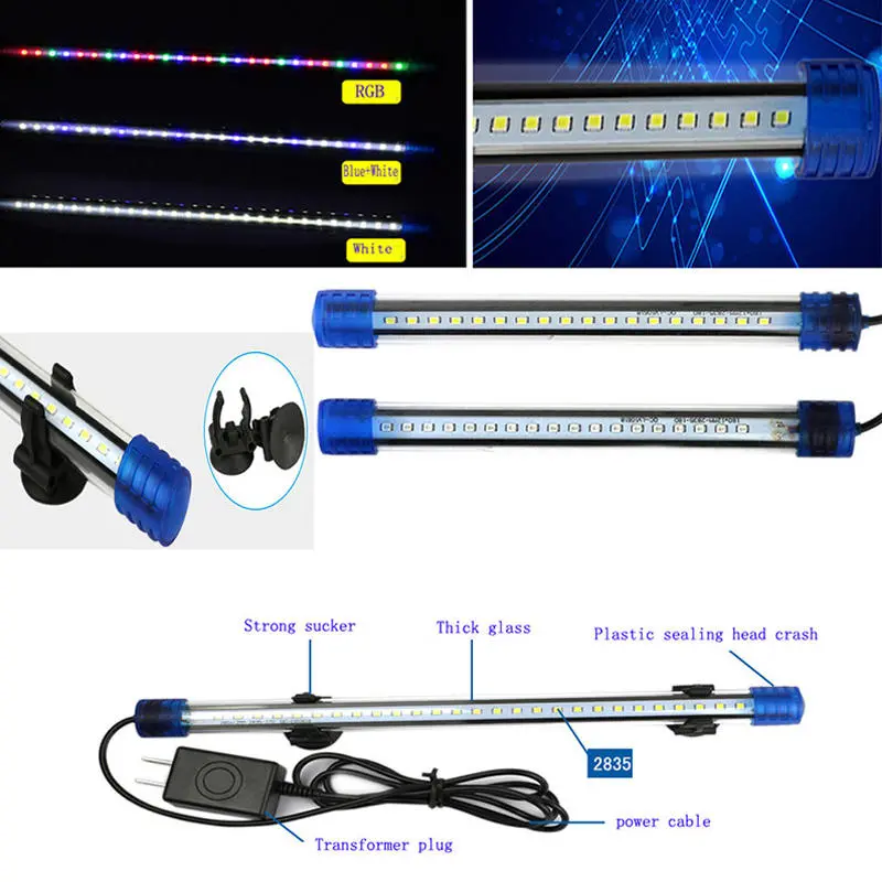 (image for) Aquarium Waterproof LED Light Bar Tank Fish Submersible Down Light Tropical Aquarium Product 2.5W20CM