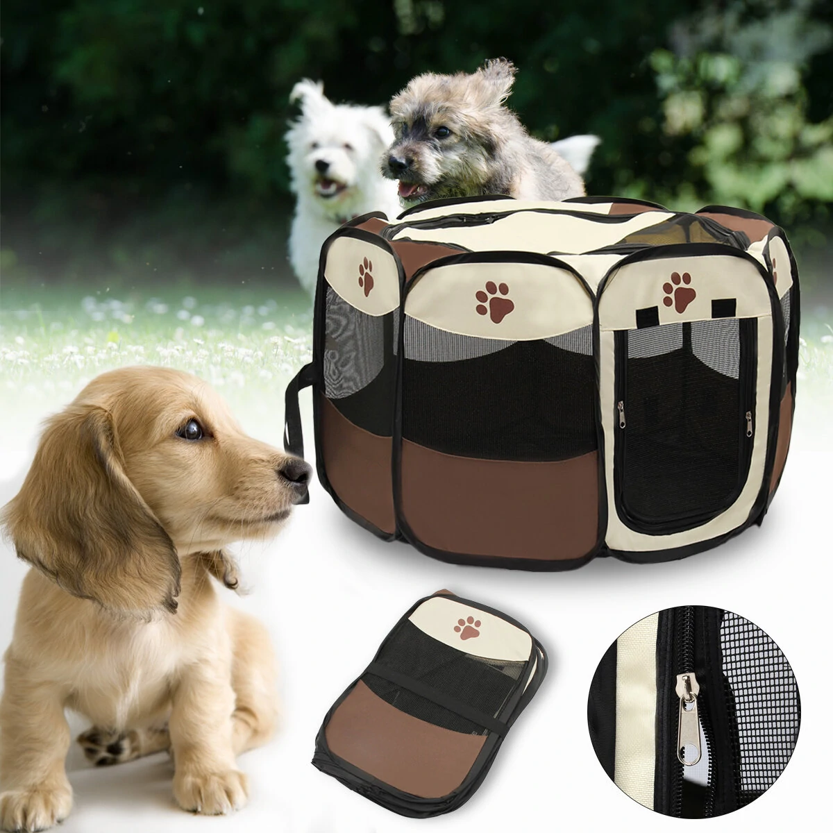 (image for) OxGord 45cm Pet Dog Cat Playpen Tent Portable Exercise Fence Kennel Cage Crate