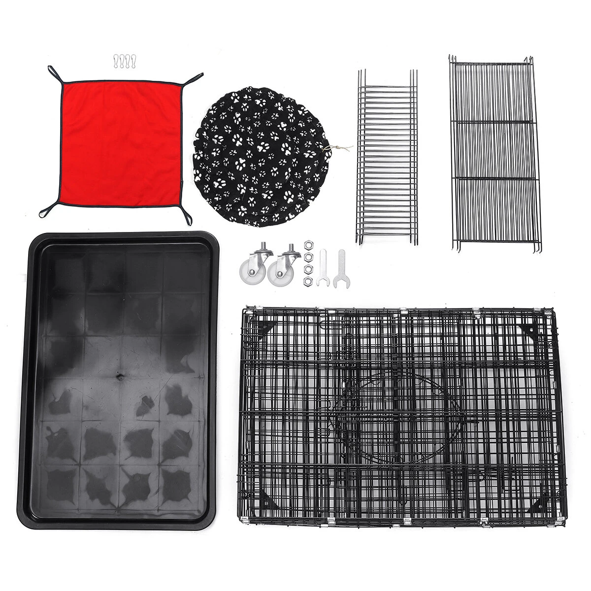 (image for) PawGiant 4-Tier Cat Cage, Cat Playpen Kennel Crate Chinchilla Rat Box Cage Enclosure with Ladders, Platforms Beds, Latches Tray Hammock