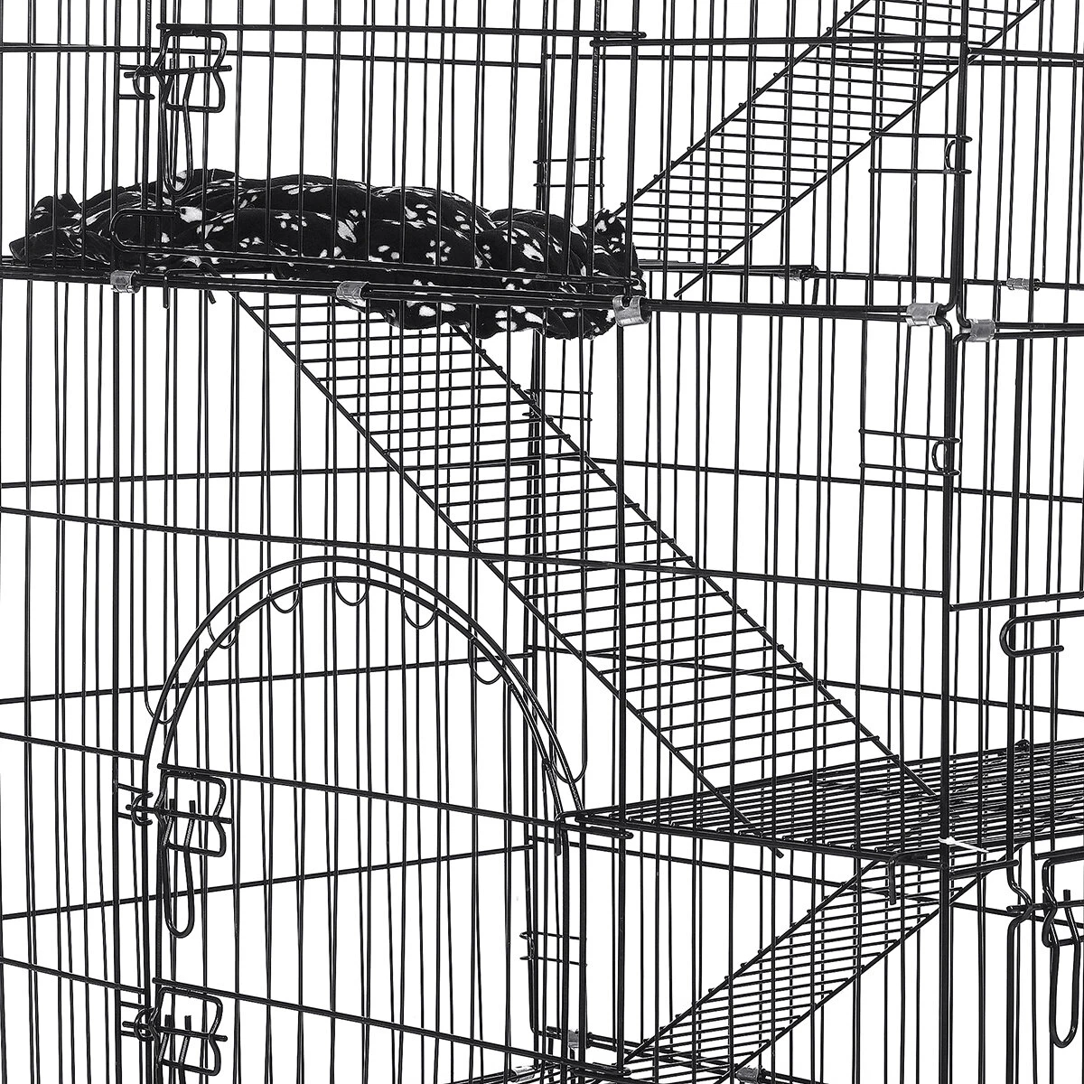 (image for) PawGiant 4-Tier Cat Cage, Cat Playpen Kennel Crate Chinchilla Rat Box Cage Enclosure with Ladders, Platforms Beds, Latches Tray Hammock