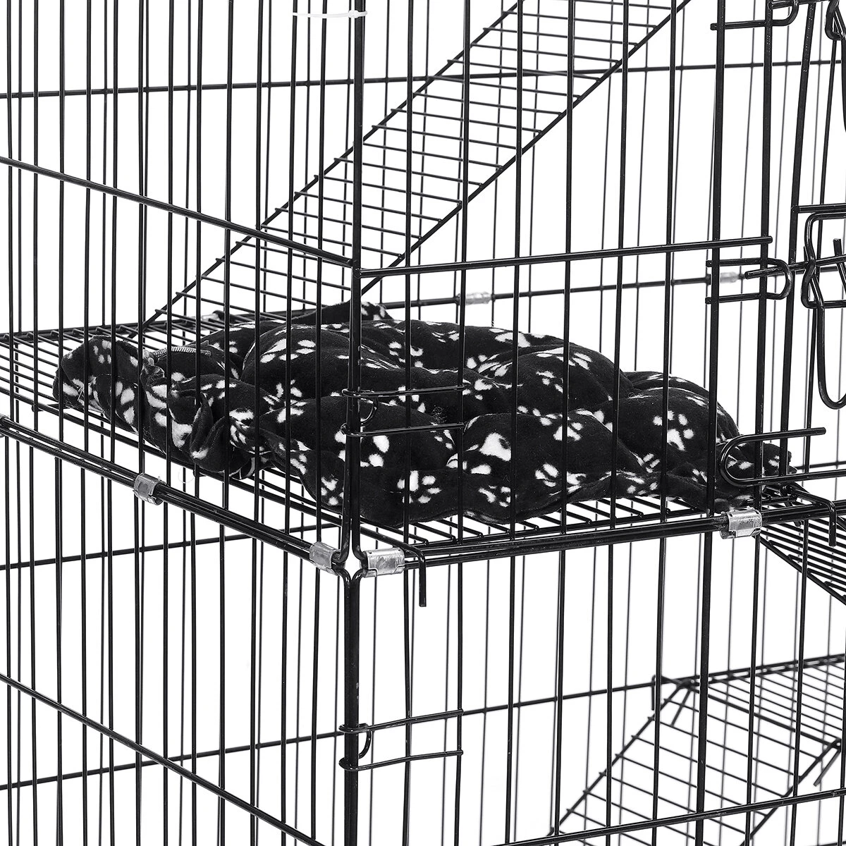 (image for) PawGiant 4-Tier Cat Cage, Cat Playpen Kennel Crate Chinchilla Rat Box Cage Enclosure with Ladders, Platforms Beds, Latches Tray Hammock