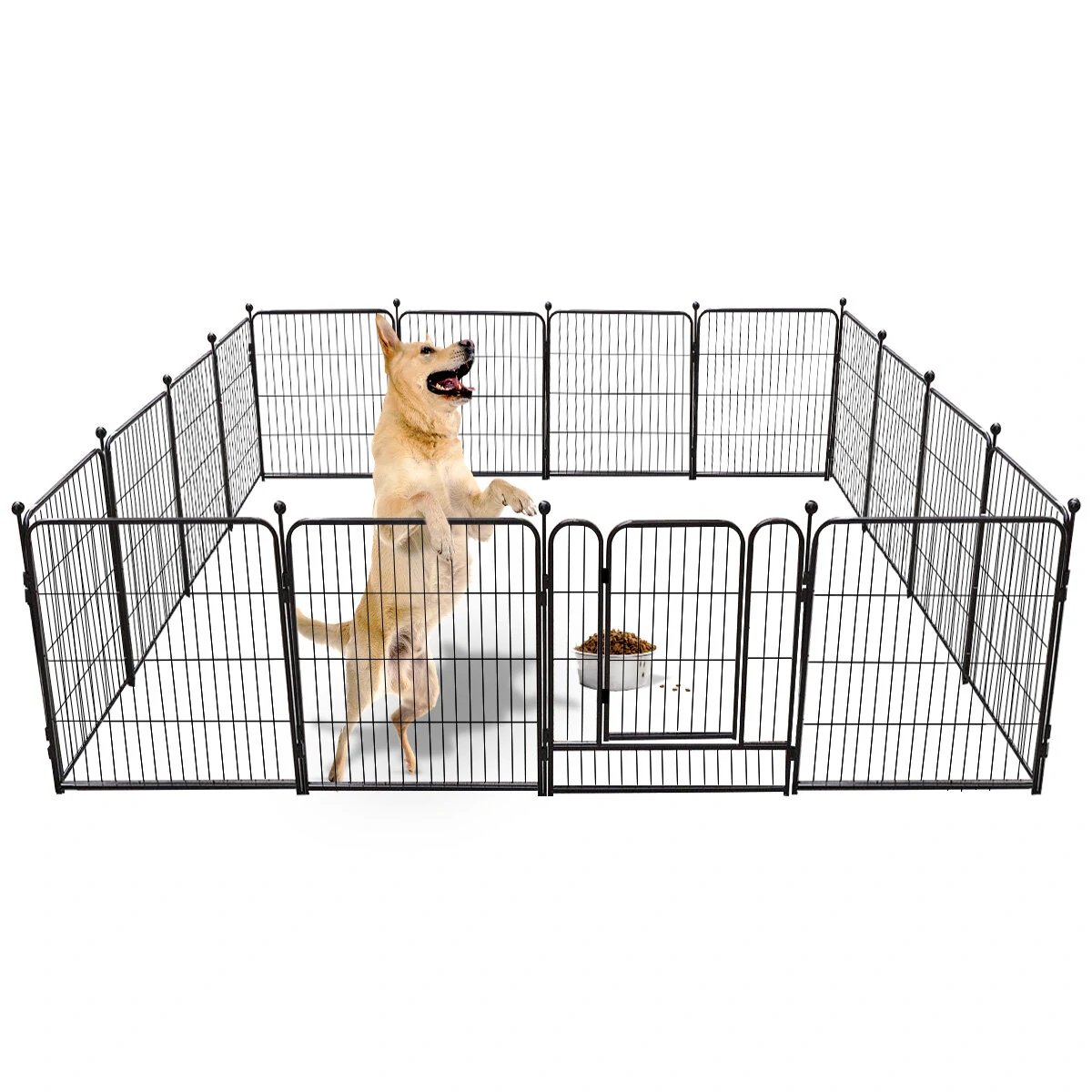 (image for) PawGiant Heavy Duty Metal Dog Exercise Playpen Fence for Indoor Outdoor 16 Panels 32 Inch Height