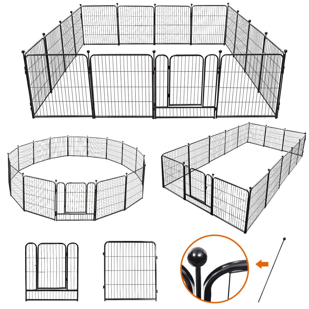 (image for) PawGiant Heavy Duty Metal Dog Exercise Playpen Fence for Indoor Outdoor 16 Panels 32 Inch Height